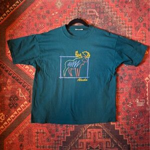 Teal Alaska T-Shirt with Moose Design